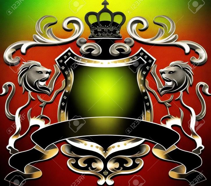 Héraldique Lion Shield Crest Silhouette