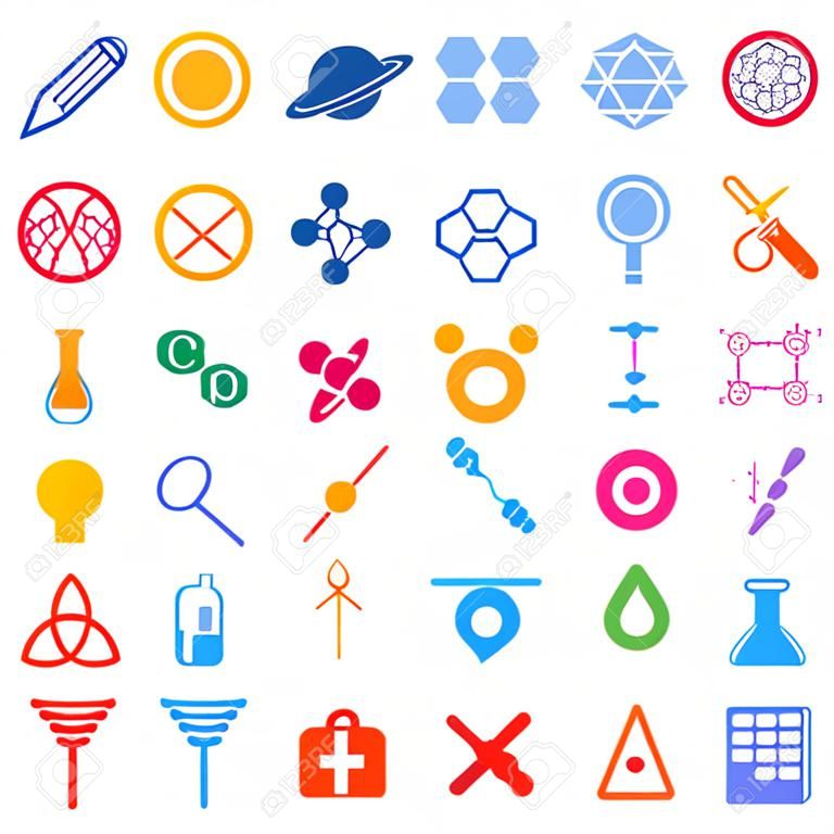 분자 생물학, 의학 및 과학 다채로운 벡터 아이콘