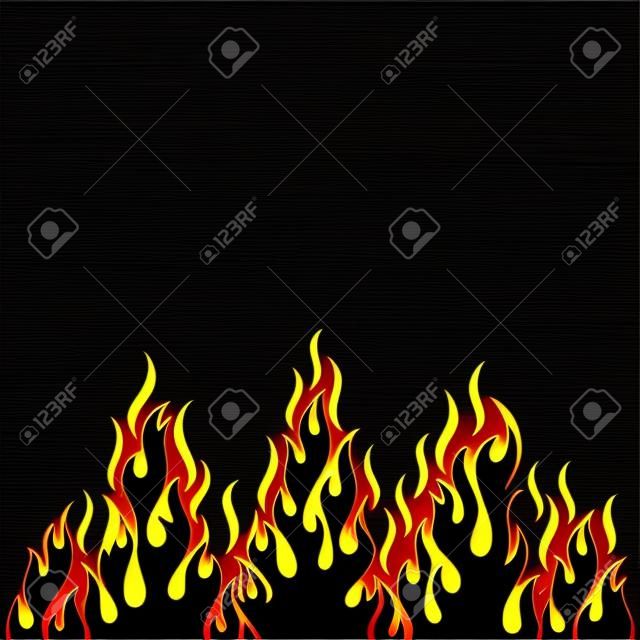Czarnego wektoru pożarniczego płomienia projekta dekoracyjny element odizolowywający