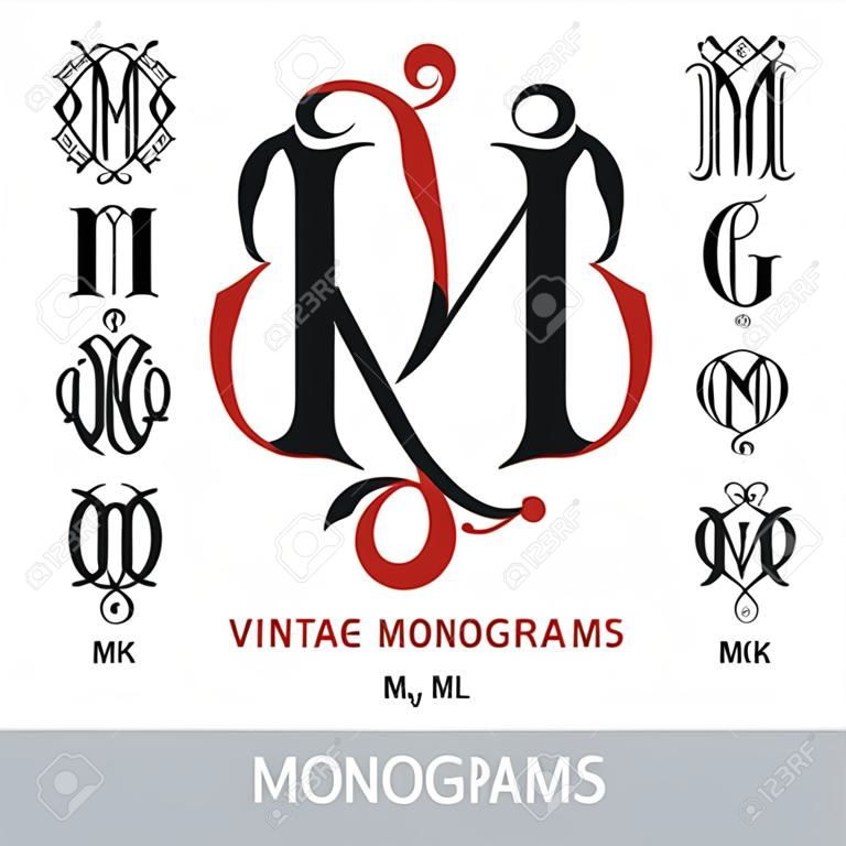 Vintage monogrammes MK MON MM ML MN MV MS