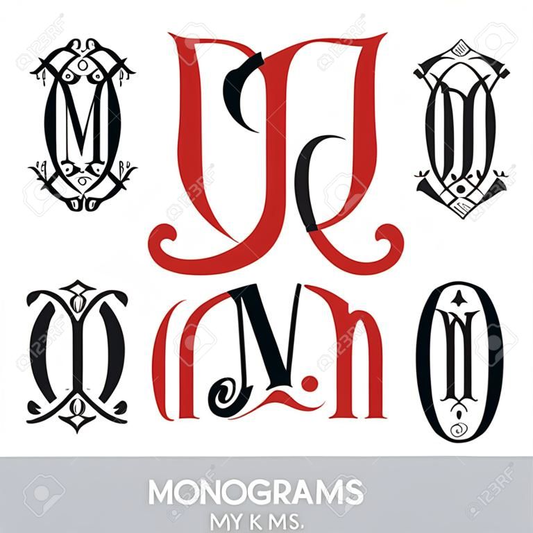 Vintage monogramas MK MY MM ML MN MV MS