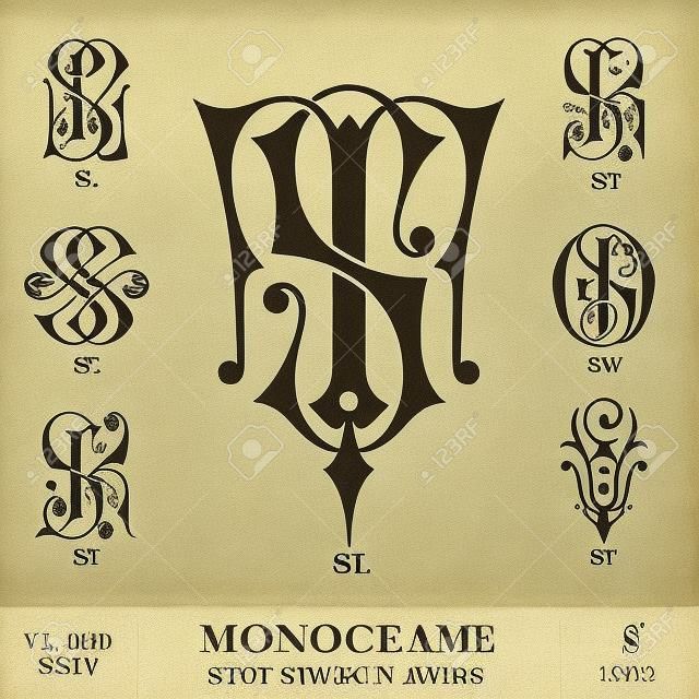 Vintage Monograms ST SL SR SS SW SK SV