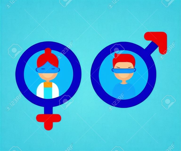 male and female icon flat design