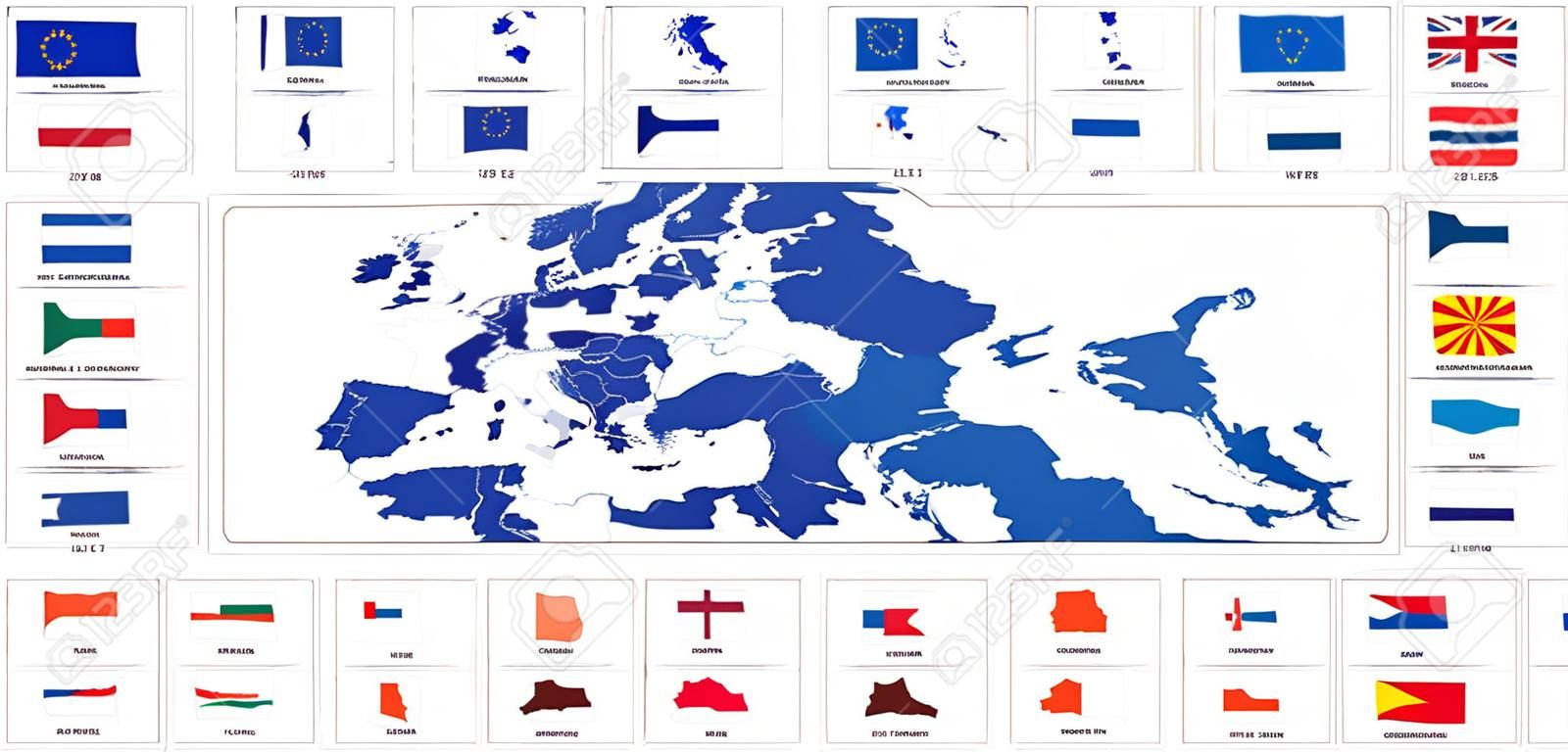 Paesi europei bandiera mappe impostati