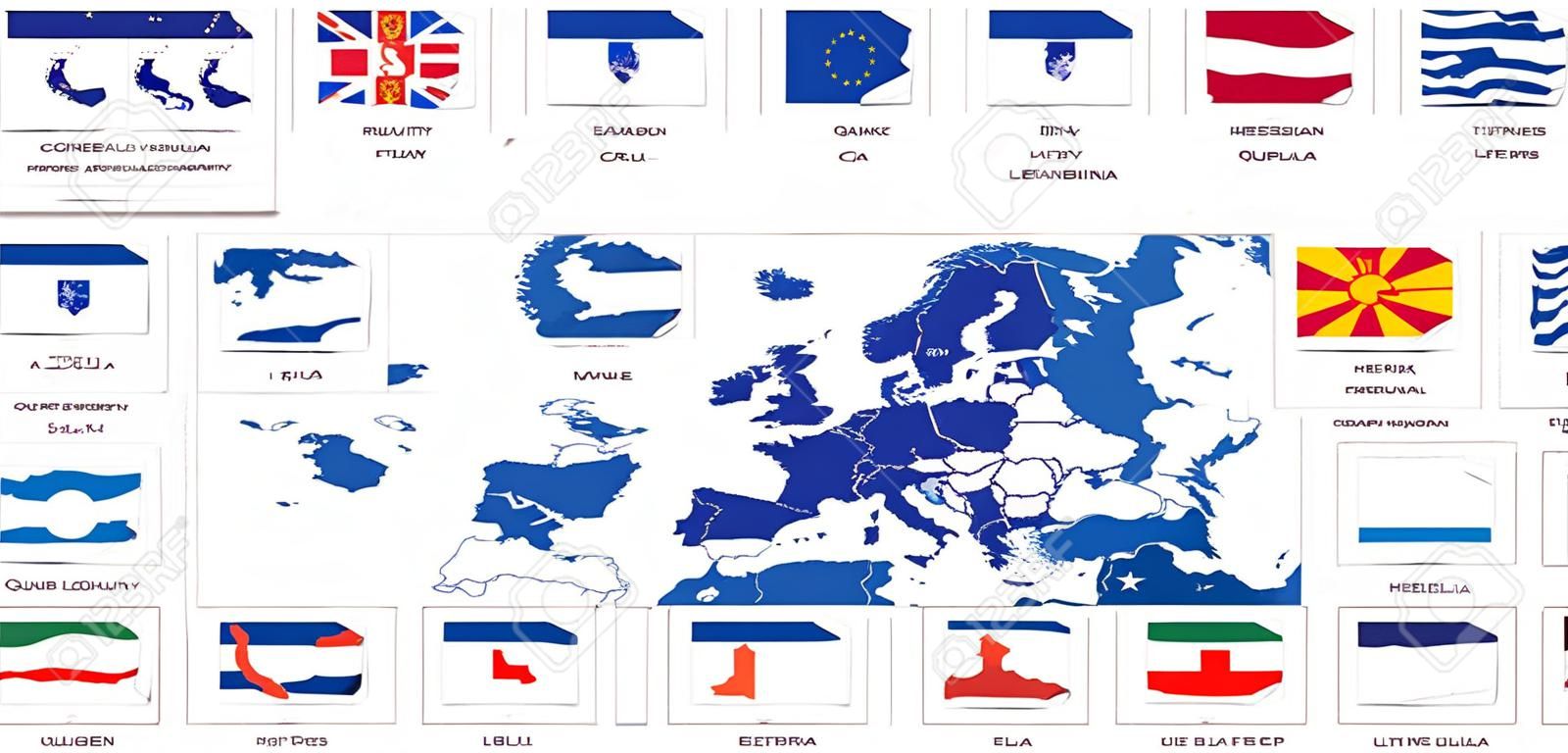 Europäische Länder Flagge Karten eingestellt