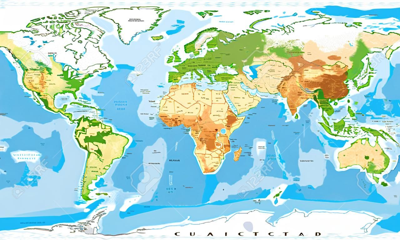 Mapa físico do mundo