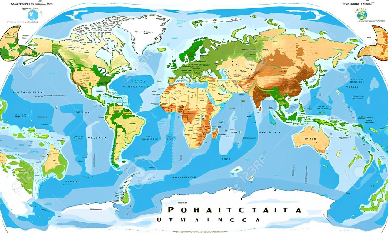 Physical map of the world