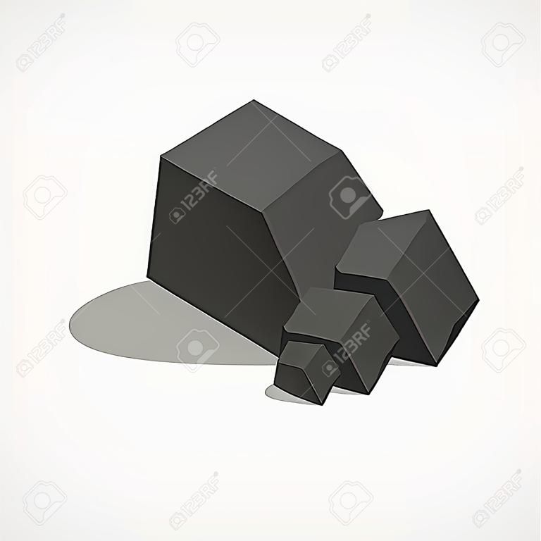 Black minerals from the mine, coal, which is mined in the mine. Mine industry single icon in cartoon style vector symbol stock illustration.
