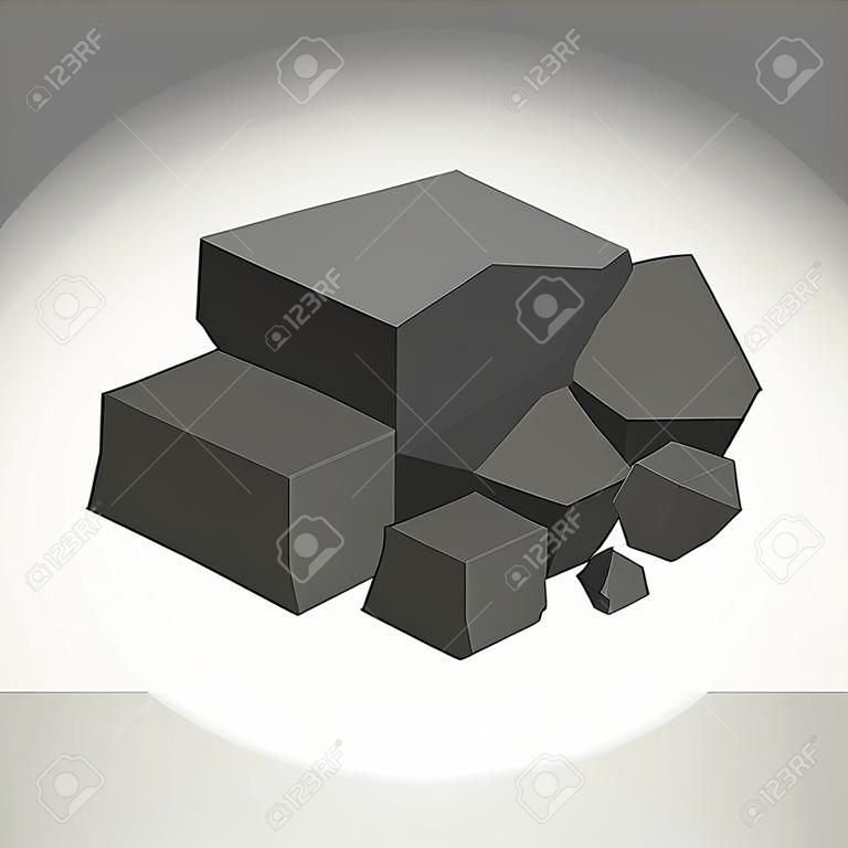 Black minerals from the mine, coal, which is mined in the mine. Mine industry single icon in cartoon style vector symbol stock illustration.