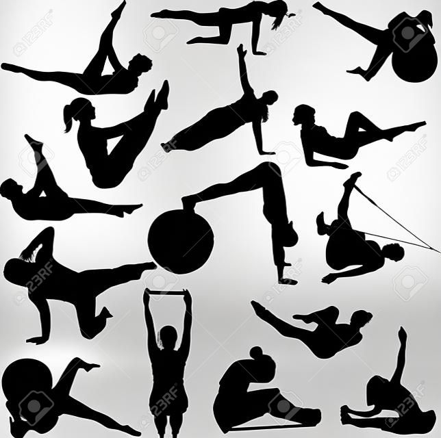 silhouettes de femmes Pilates