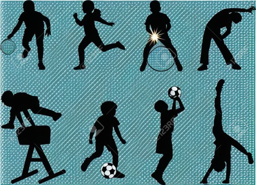 children sport silhouettes - vector