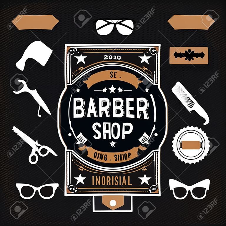 Barber Shop Design Elements,Set Of Vintage Barber Shop Logo, Labels, Badges  And Design Element,vector Royalty Free SVG, Cliparts, Vetores, e Ilustrações  Stock. Image 46179837.