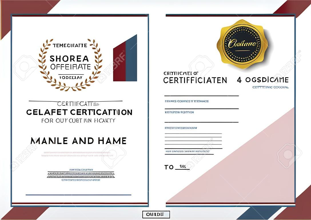 Vorlage Zertifikat mit sauberen und modernen Muster, Luxury golden, Qualifizierungs-Zertifikat leere Vorlage mit elegant, Vektor-Illustration