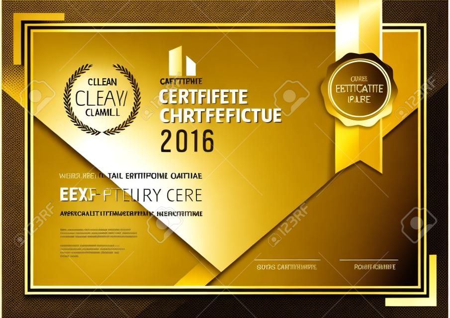 certificate template with clean and modern pattern,Luxury golden,Qualification certificate blank template with elegant,Vector illustration