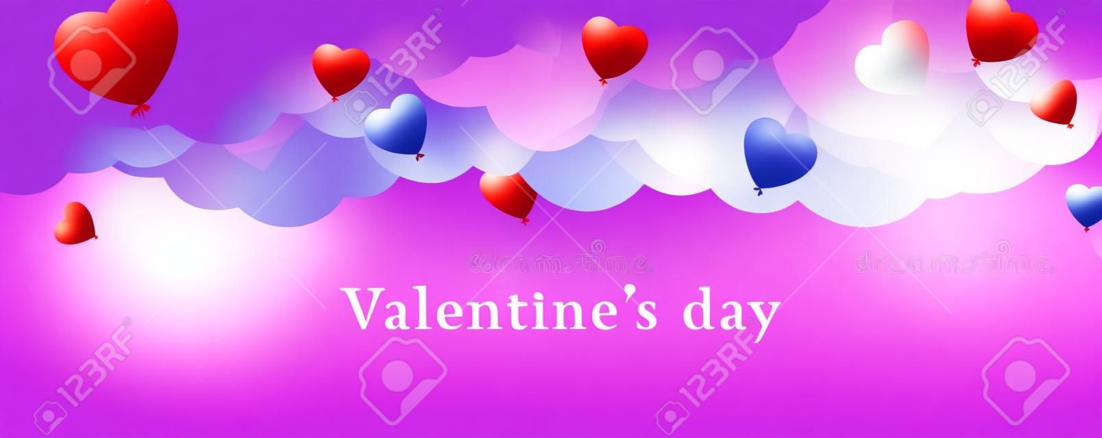 Fond de Saint Valentin avec des ballons en forme de coeur. Vector illustration.banners.Wallpaper.flyers, invitation, affiches, brochure, bon de réduction.