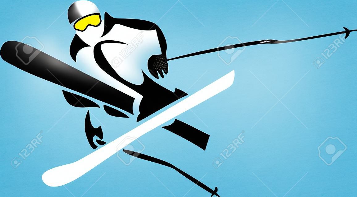 自由式滑雪的滑雪者