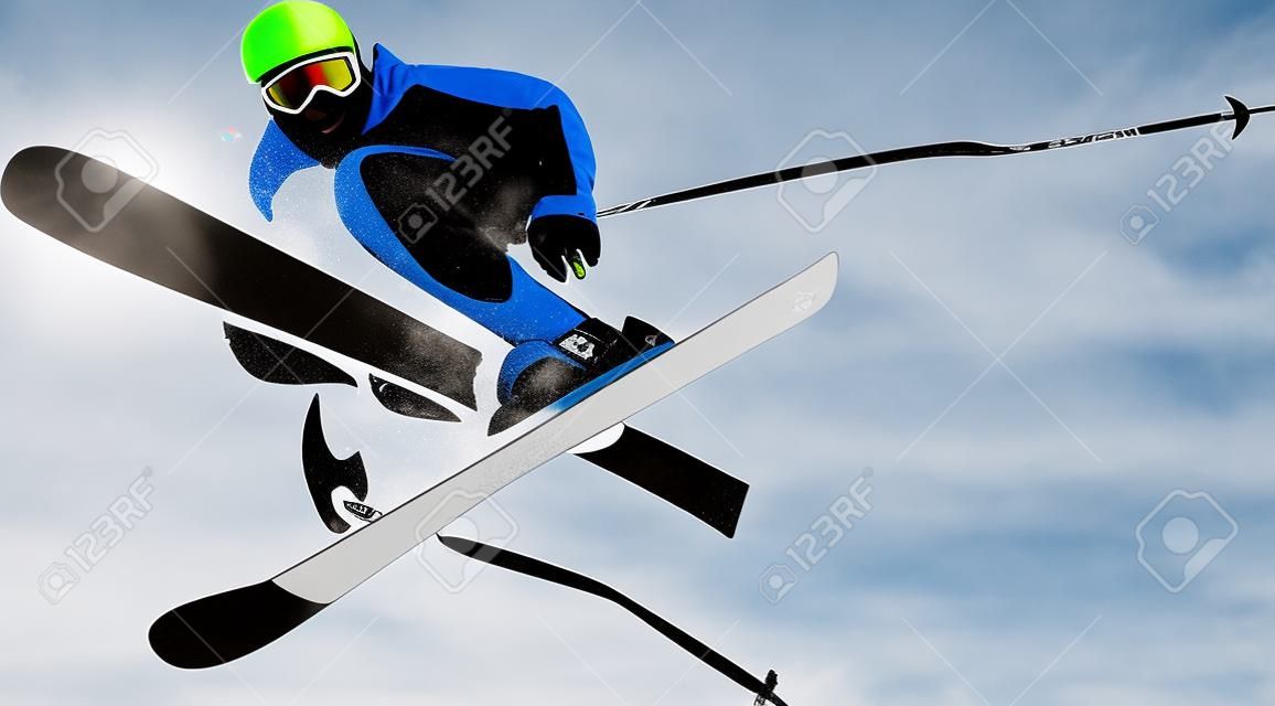 自由式滑雪的滑雪者