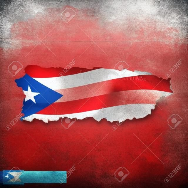 Puerto Rico Karte mit wehenden Flagge des Landes. Vektor-Illustration.