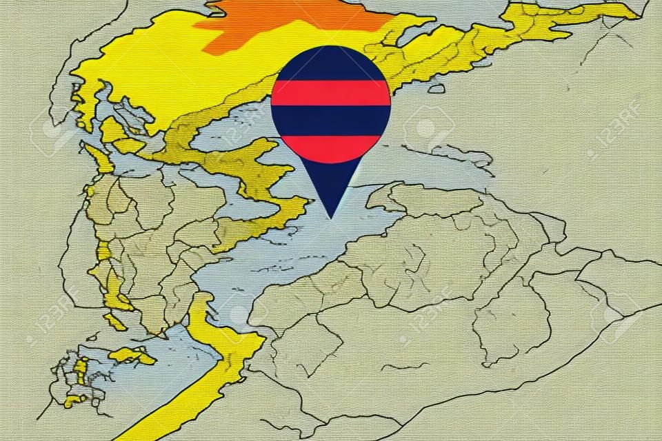 Mapa ilustração da Colômbia com a bandeira. Ilustração cartográfica da Colômbia e países vizinhos. Mapa e bandeira do vetor.