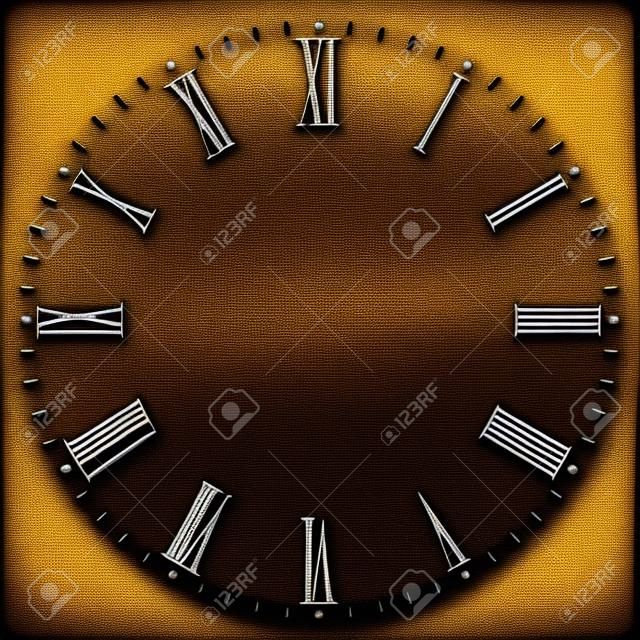 Vintage dial. Vector roman numeral clock.