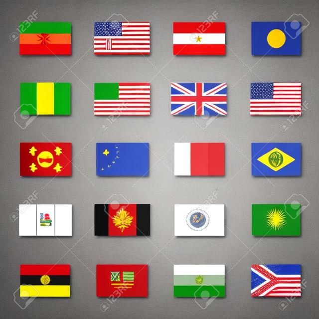 Bandeiras simples ícones dos países em estilo plano.