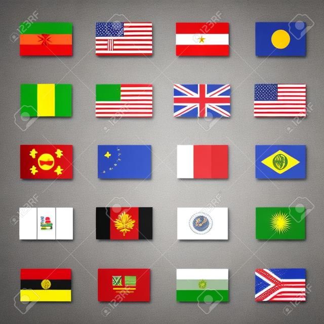 Drapeaux simples icônes des pays dans le style plat.