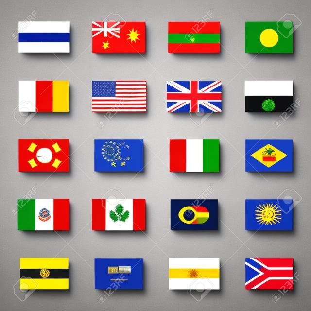 Bandeiras simples ícones dos países em estilo plano.