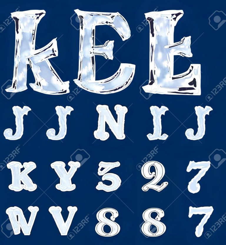 Alfabeto hecho en forma de cartas de hielo