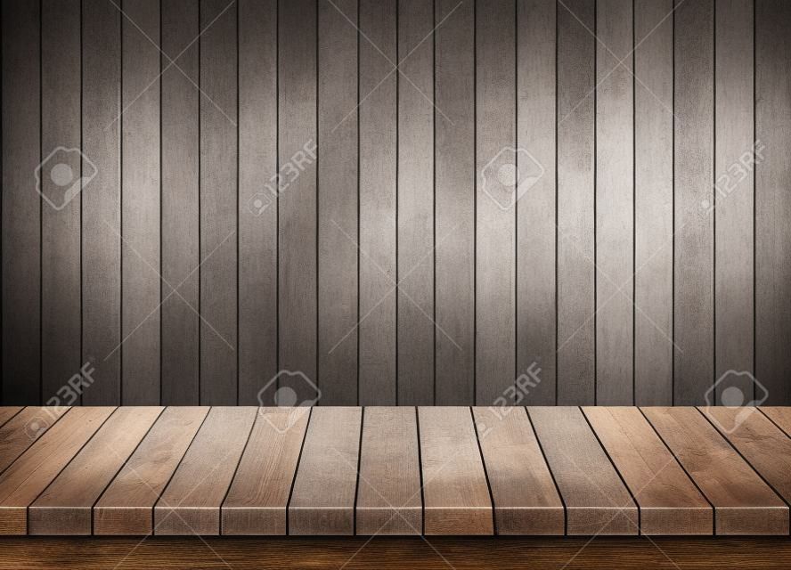 木製の背景の空の木のテーブル