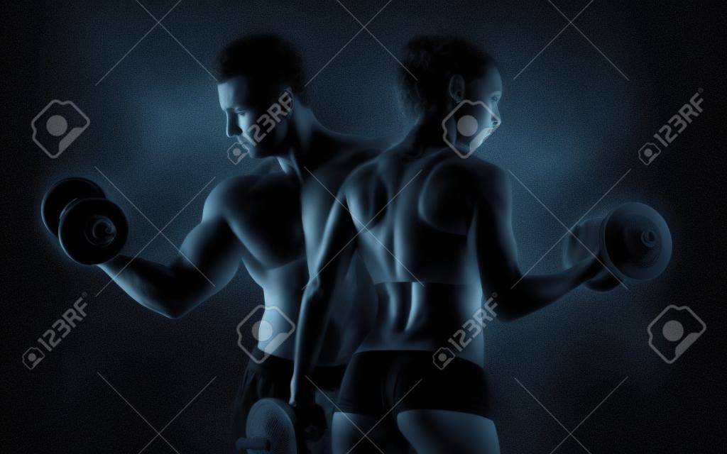 Man and woman isolated on a dark background