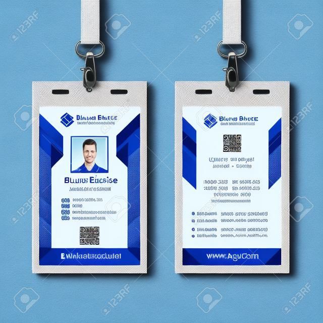 Modelo de design de cartão de identificação de funcionário azul