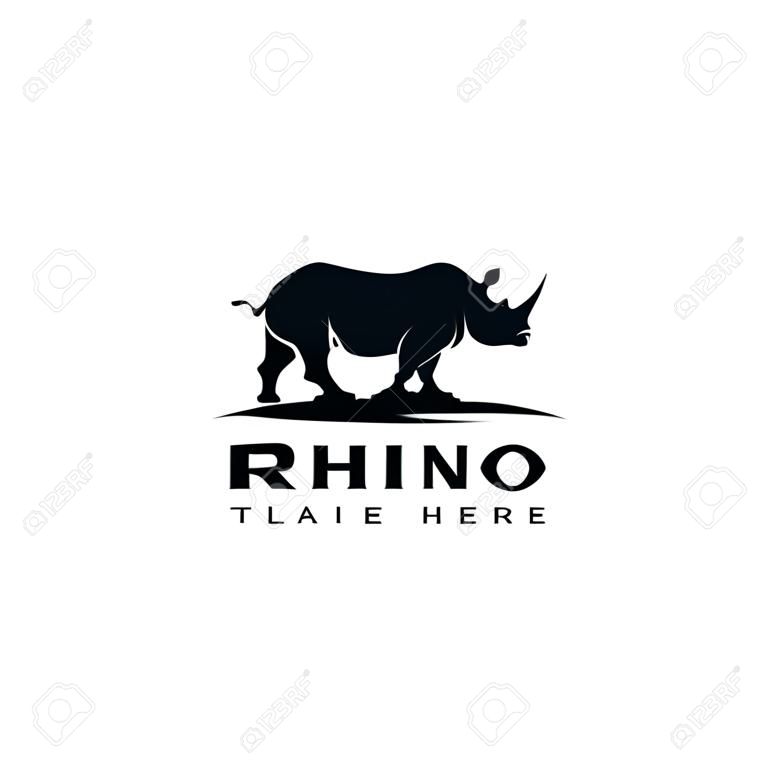 Modèle de logo de rhinocéros isolé sur fond blanc