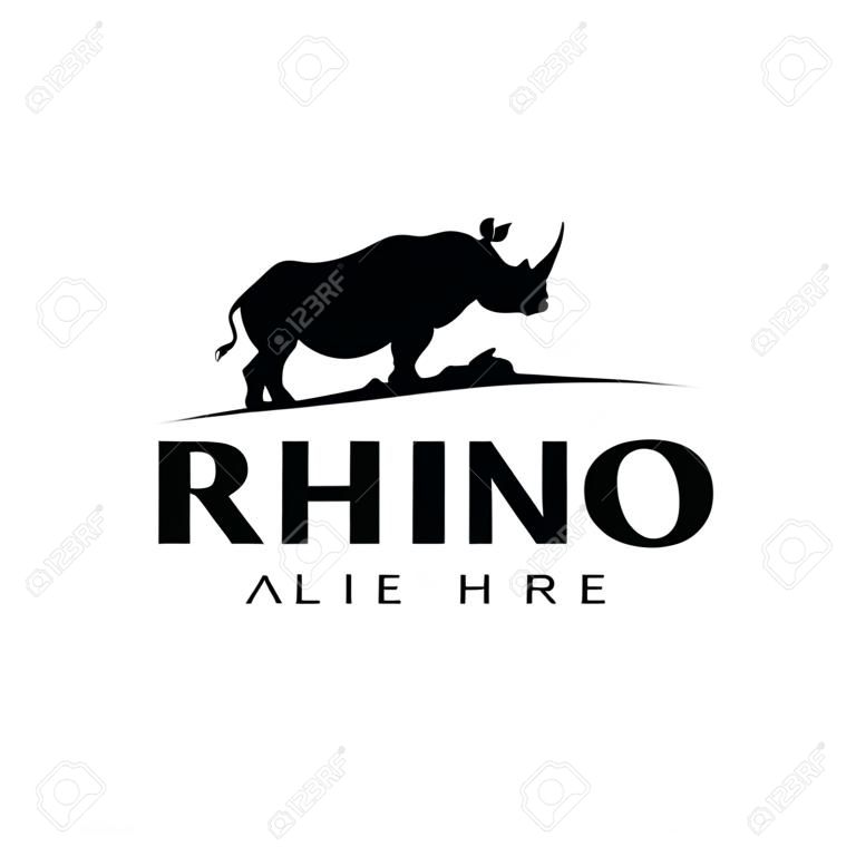 Modèle de logo de rhinocéros isolé sur fond blanc