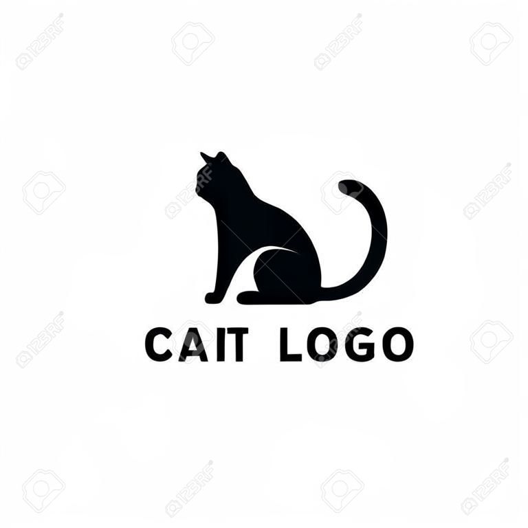 Cat sitting logo template