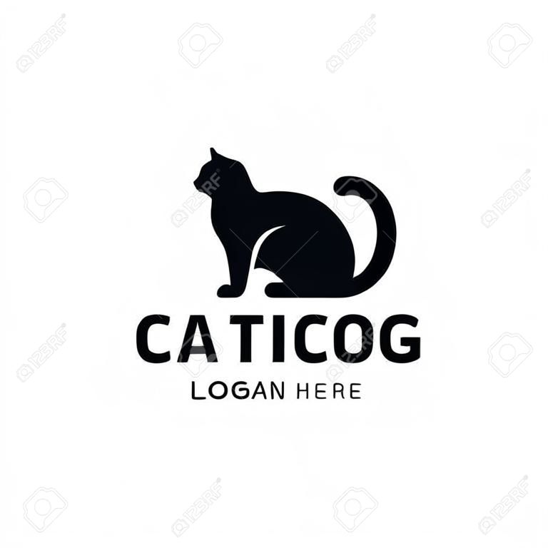 Cat sitting logo template