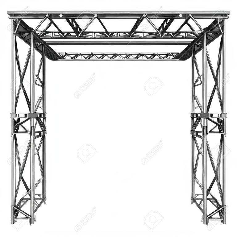 Steel truss girder construction. 3d render isolated on white
