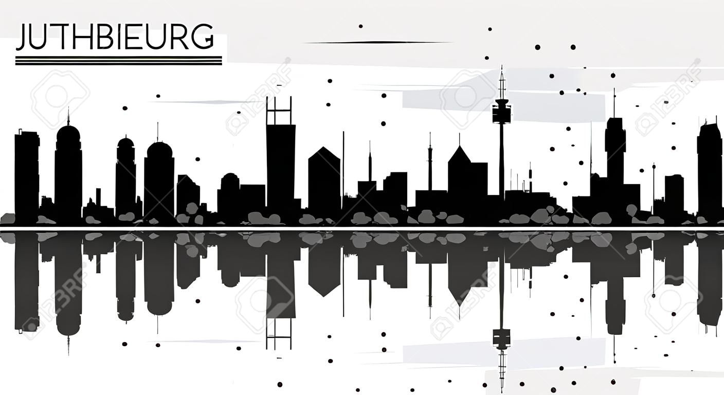 Johannesburg South Africa City skyline black and white silhouette with Reflections. Business travel concept. Cityscape with landmarks