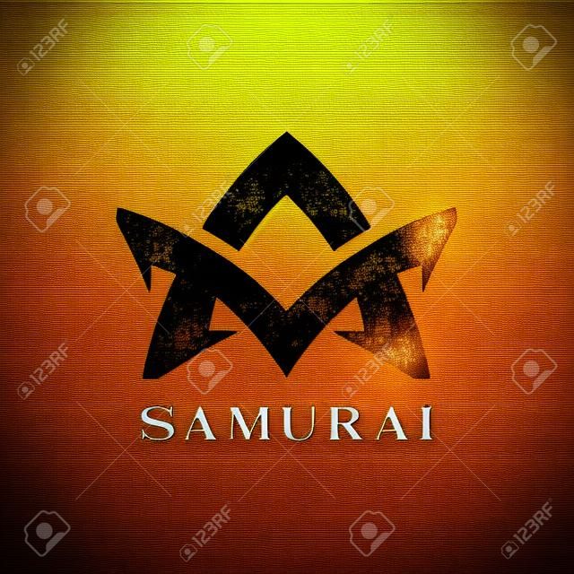logo samurai, logo guerriero giapponese, icona maschera asiatica