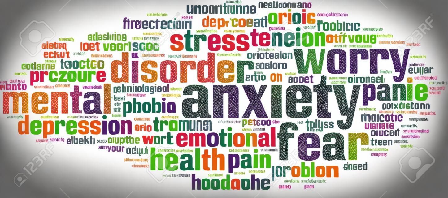 Anxiety word cloud concept. Vector illustration