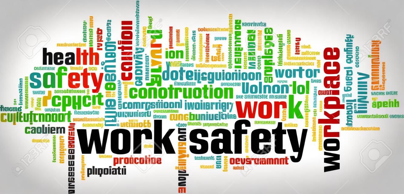 Work safety word cloud concept. Vector illustration