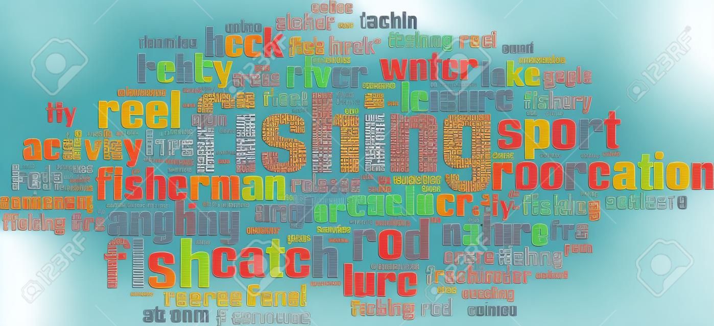 Fishing word cloud concept. Vector illustration