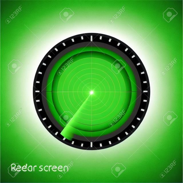 vert écran radar sur fond blanc vecteur