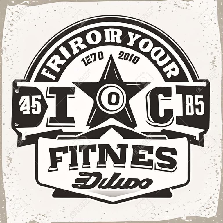 Vintage t-shirt graphic design,  grange print stamp, fitness typography emblem,  gym sports logo Creative design, Vector
