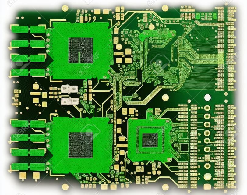 La placa de circuito impreso. Sin componentes electrónicos