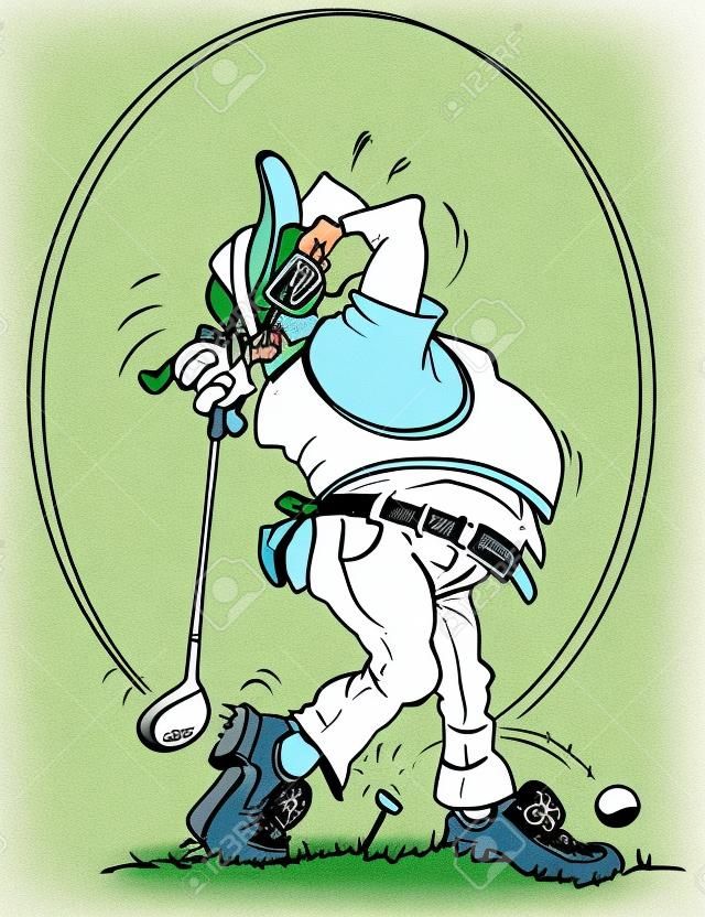 desenho animado, ilustração, de, um, jogador golfe, em, um, greve