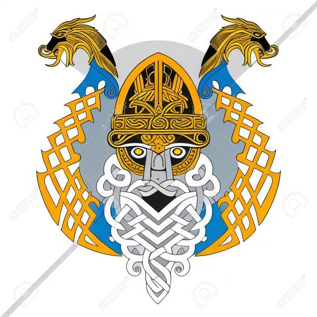 Odin, Wotan. Ancien nordique et mythologie germanique Dieu en âge de Viking, isolé sur blanc, illustration vectorielle