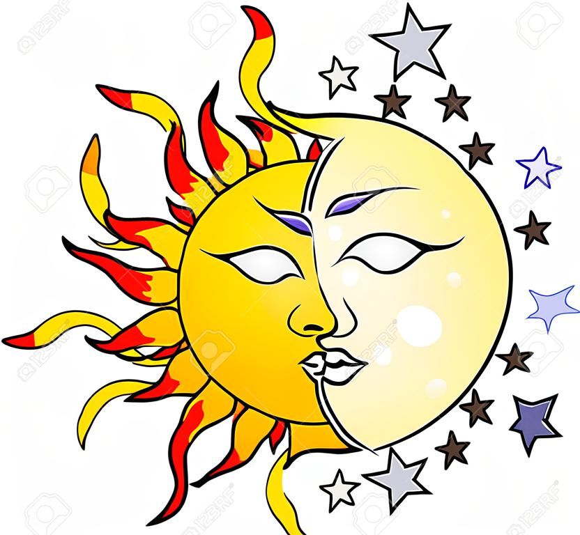 Illustrazione del sole e della luna