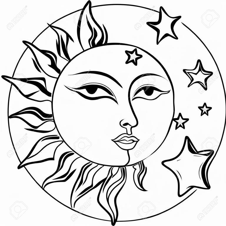 L'illustration vectorielle du Soleil et de la Lune