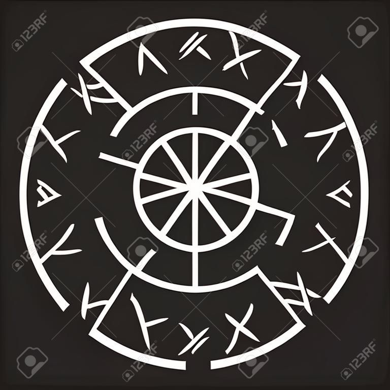 古老歐洲神秘的標誌-黑太陽。斯堪的納維亞的符文和裝飾品