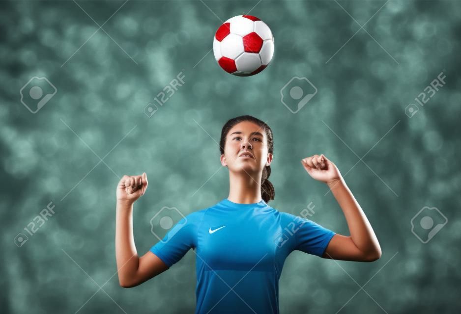 female soccer or football player training